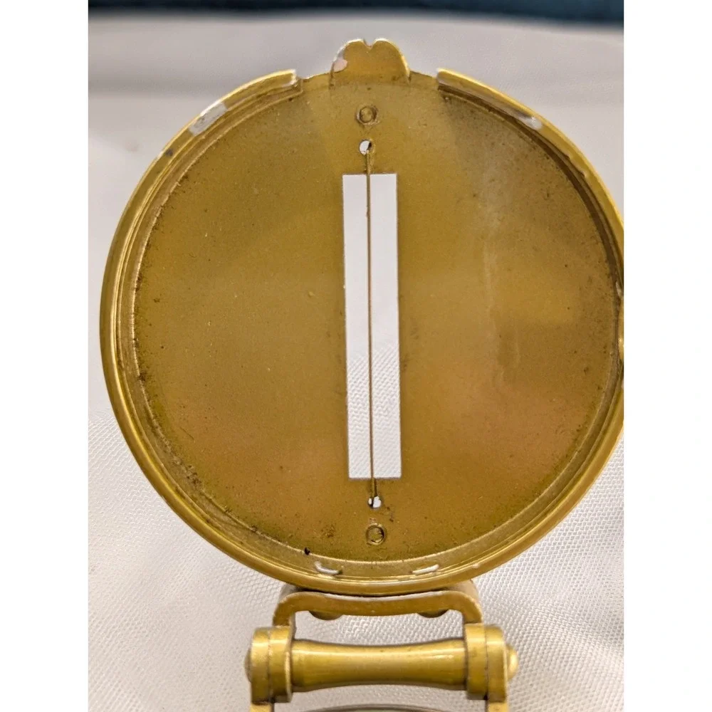 Gold Brass Style Lensatic Pocket Compass Japan Mid Century Hiking Gear Vintage